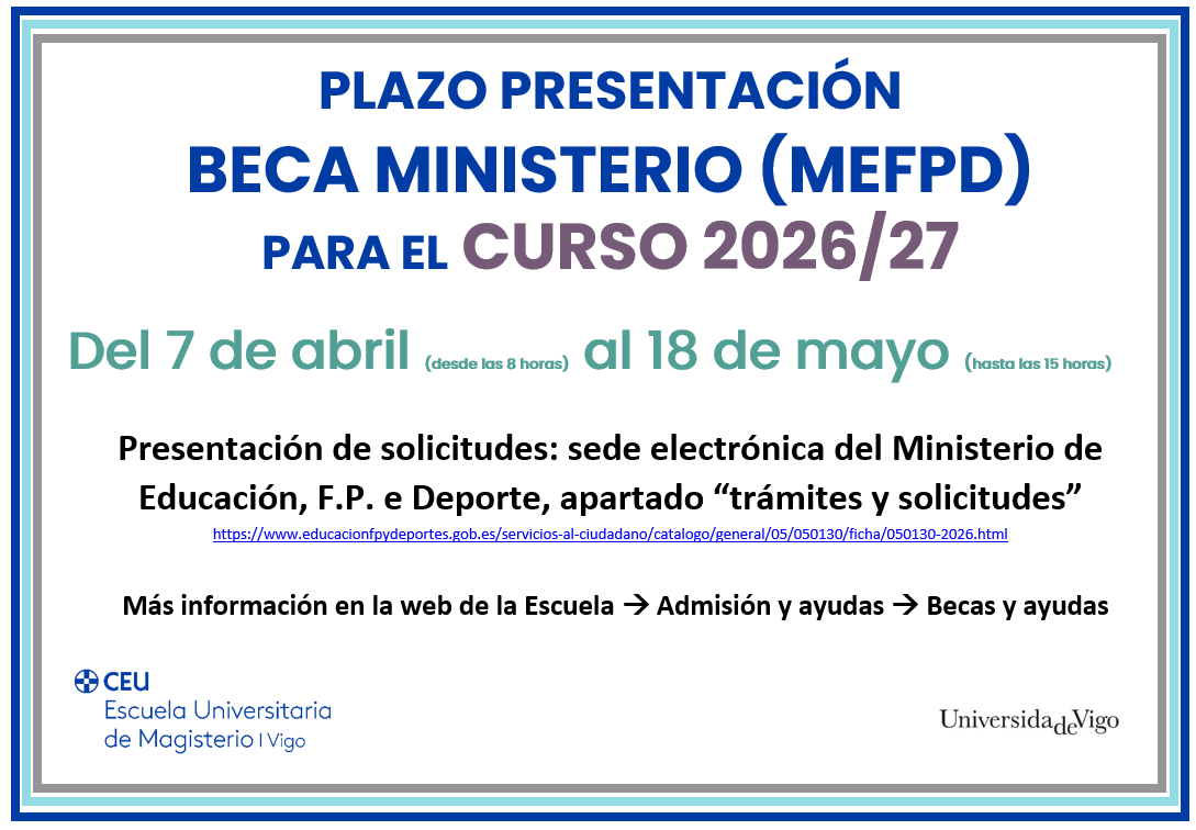 Beca Ministerio (MEFPD) curso 2026-2027